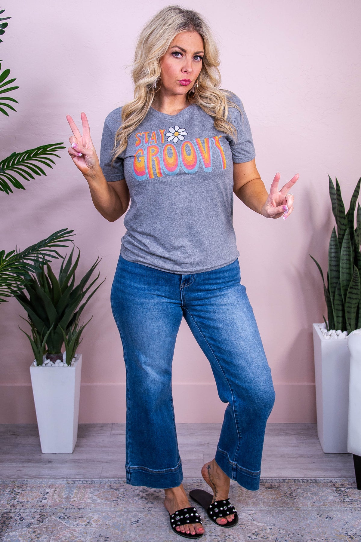 Stay Groovy Baby Premium Heather Gray Graphic Tee - A3509PHG