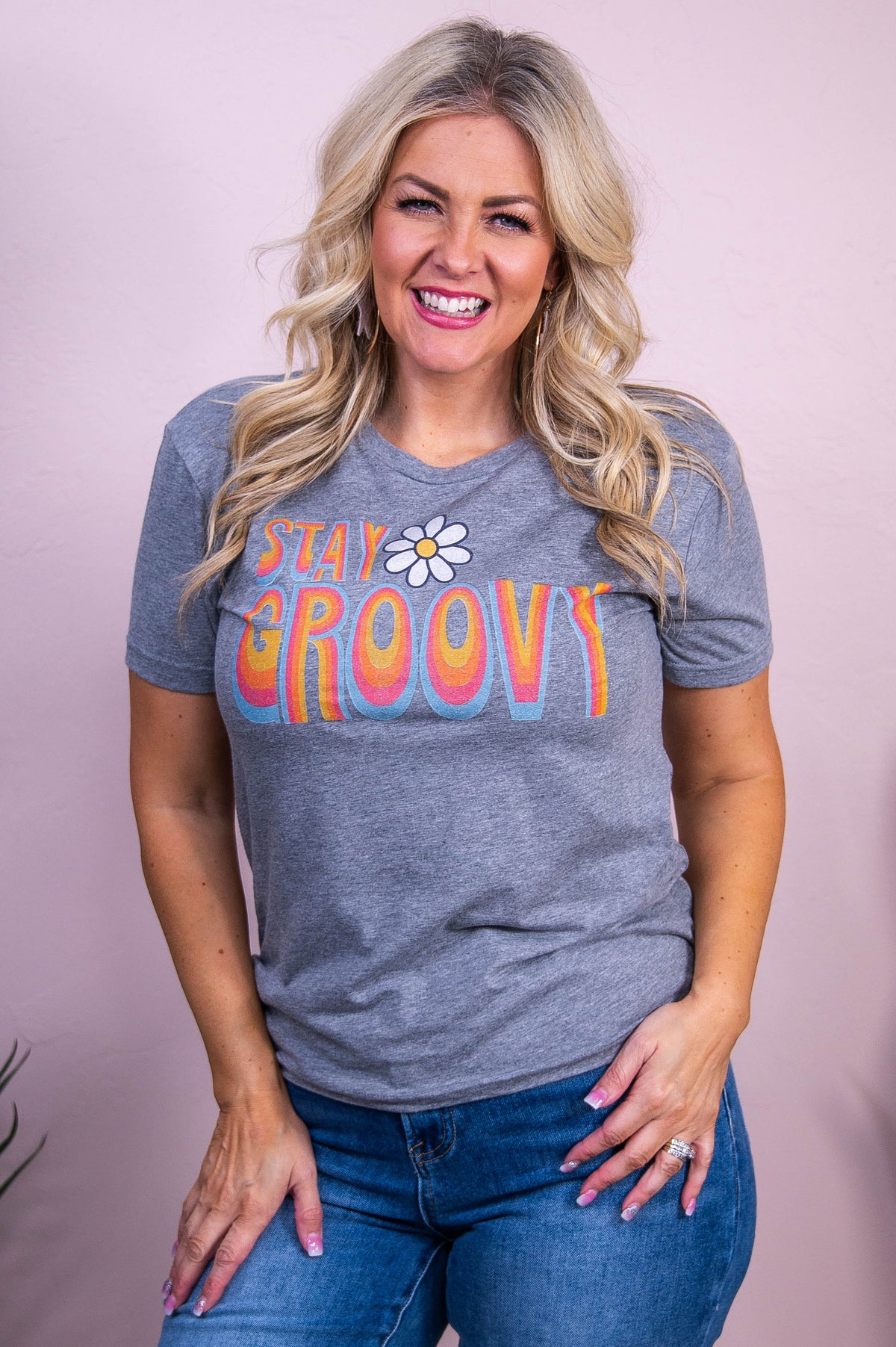 Stay Groovy Baby Premium Heather Gray Graphic Tee - A3509PHG