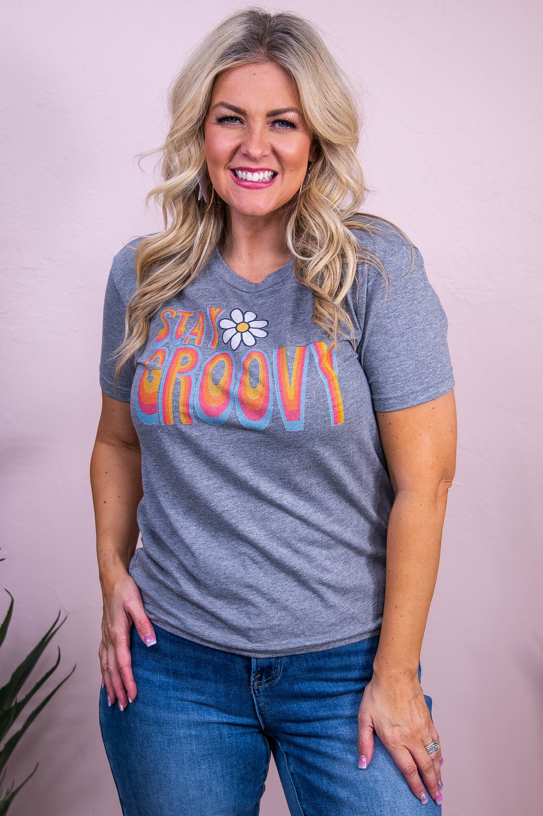 Stay Groovy Baby Premium Heather Gray Graphic Tee - A3509PHG