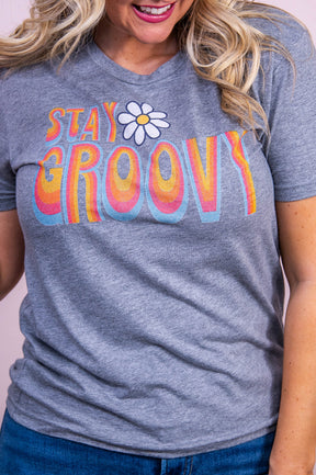 Stay Groovy Baby Premium Heather Gray Graphic Tee - A3509PHG