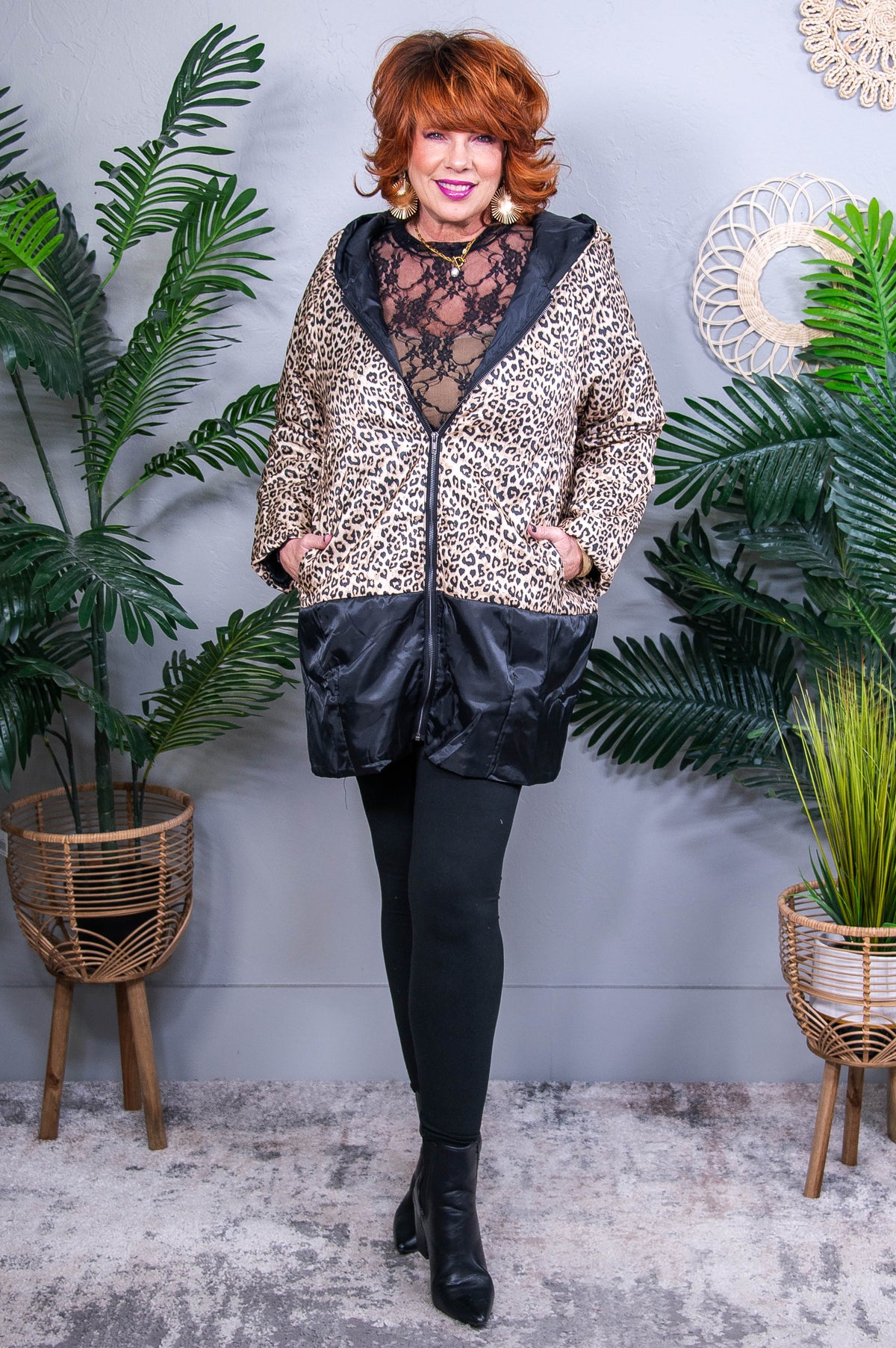 Thinking Outside The Box Taupe/Black Printed Jacket - O5698TA