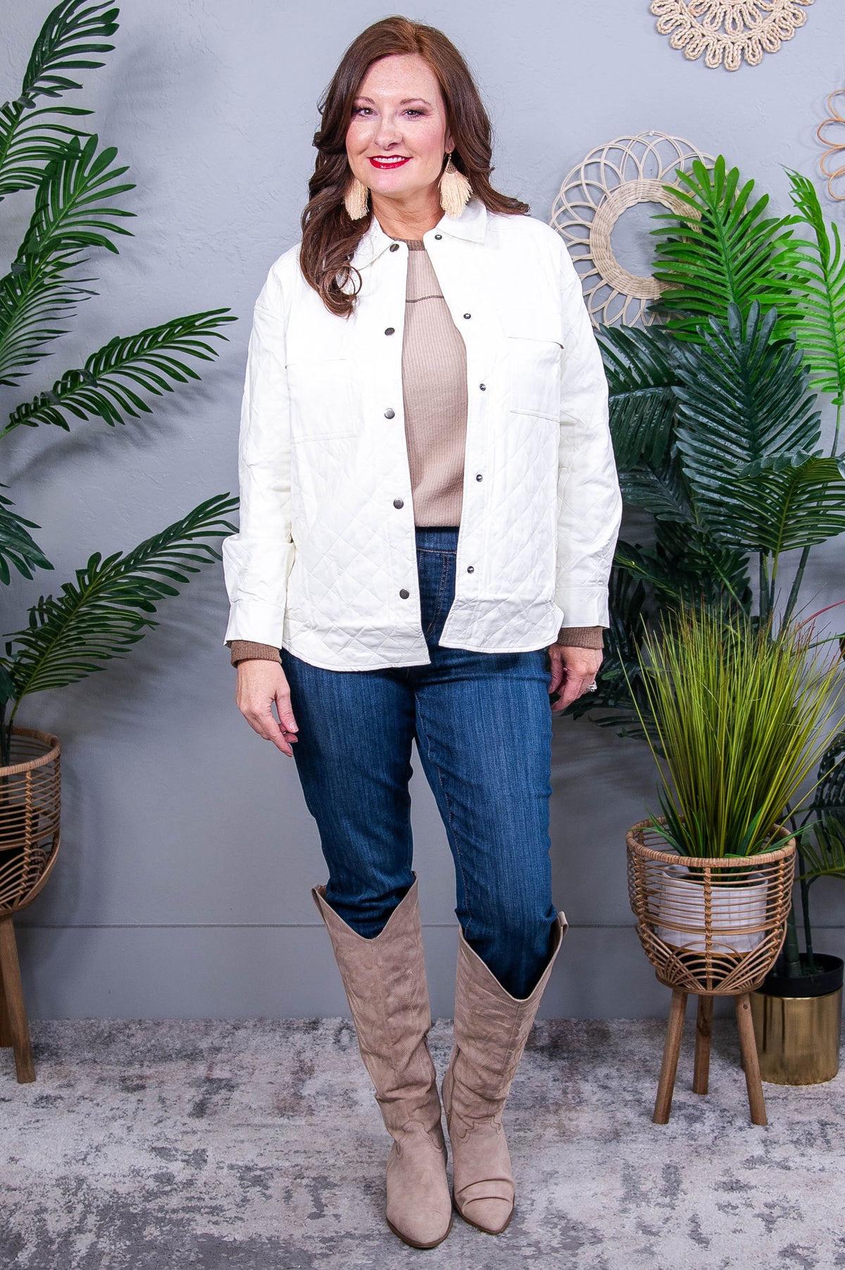 Mountain Gem Cream Faux Leather Jacket - O5699CR