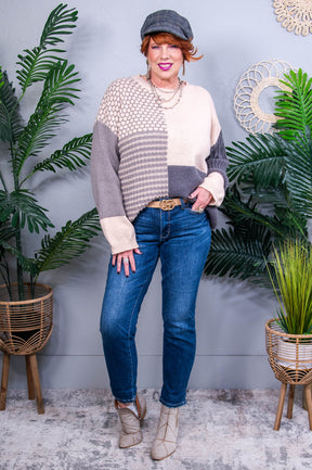 Hopelessly Yours Oatmeal/Gray Knitted Sweater - T10793OA