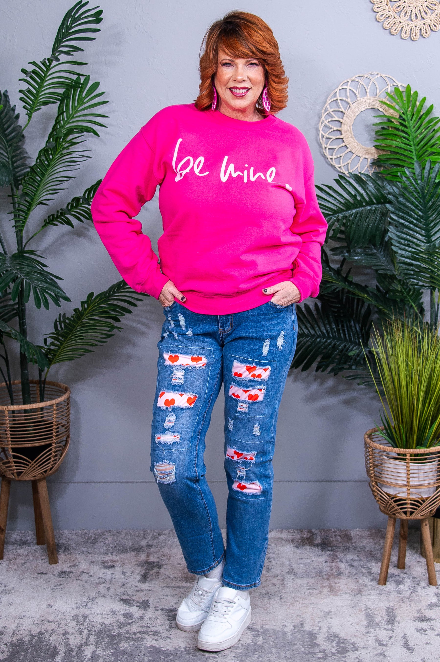 Be Mine Cyber Pink/Heliconia Graphic Sweatshirt - A3889HE