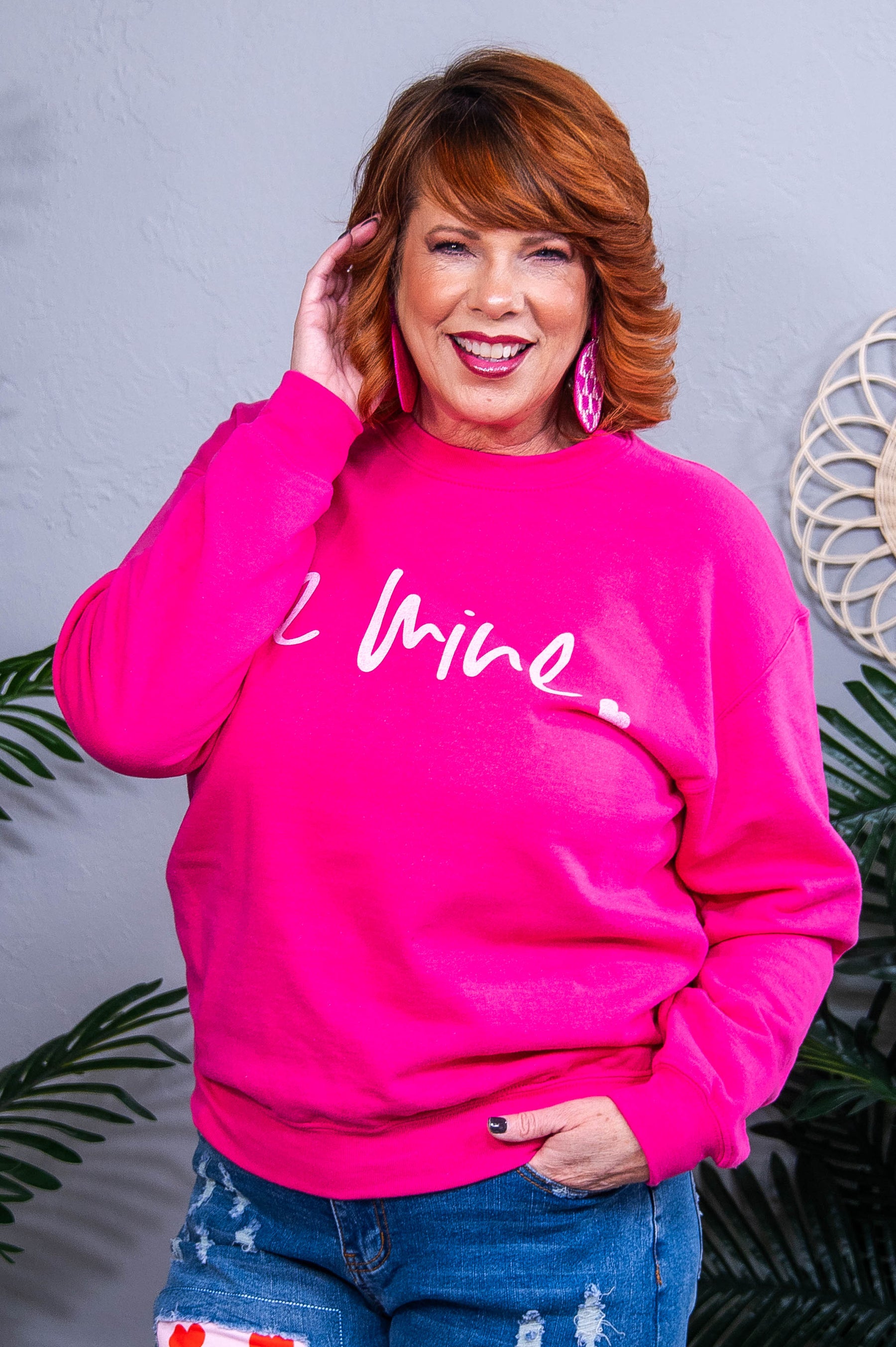 Be Mine Cyber Pink/Heliconia Graphic Sweatshirt - A3889HE