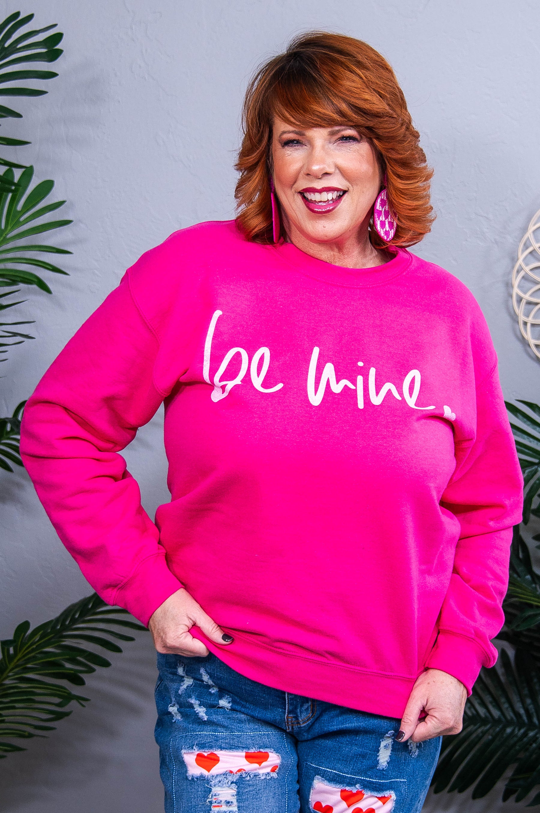 Be Mine Cyber Pink/Heliconia Graphic Sweatshirt - A3889HE