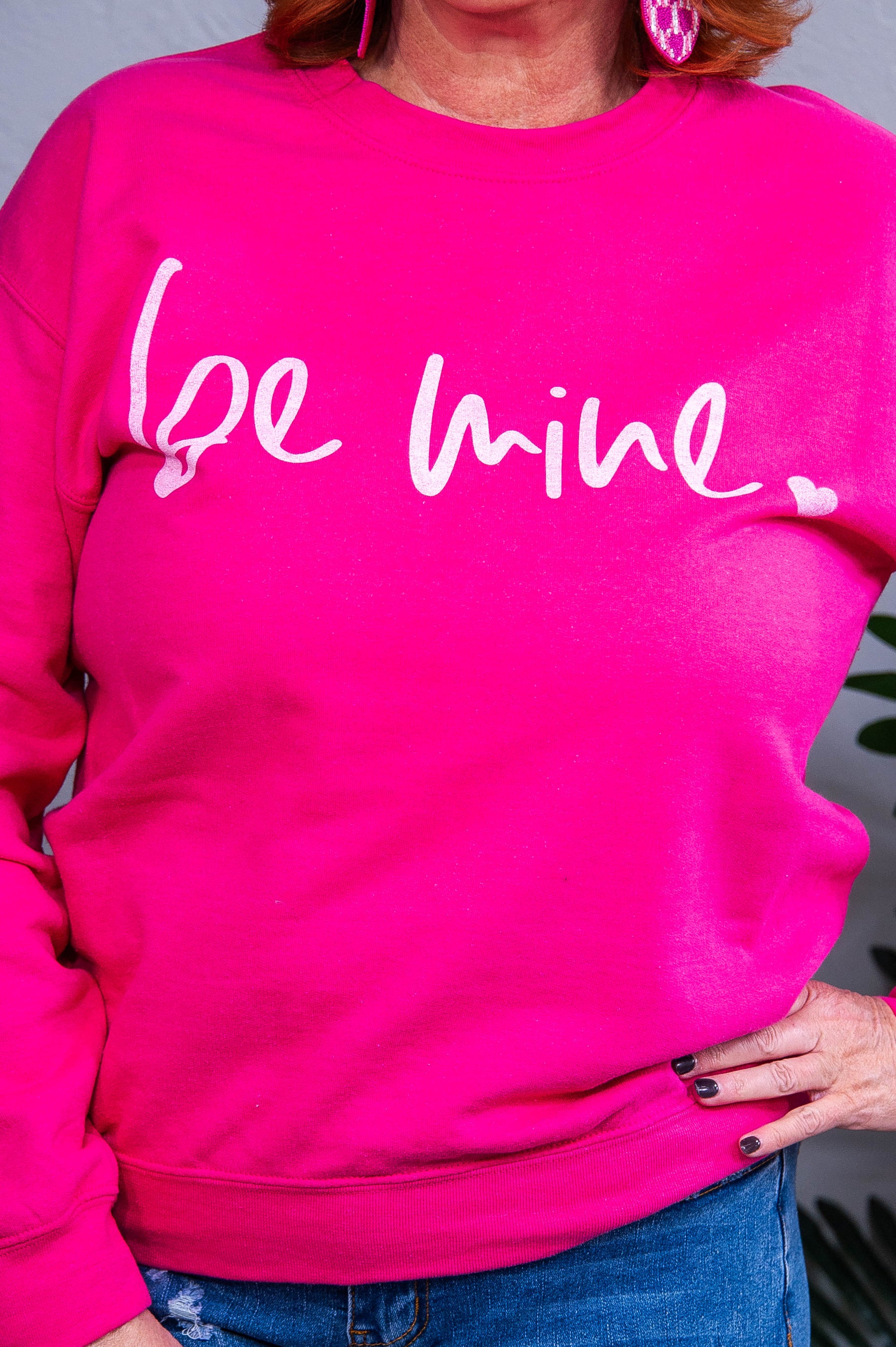 Be Mine Cyber Pink/Heliconia Graphic Sweatshirt - A3889HE