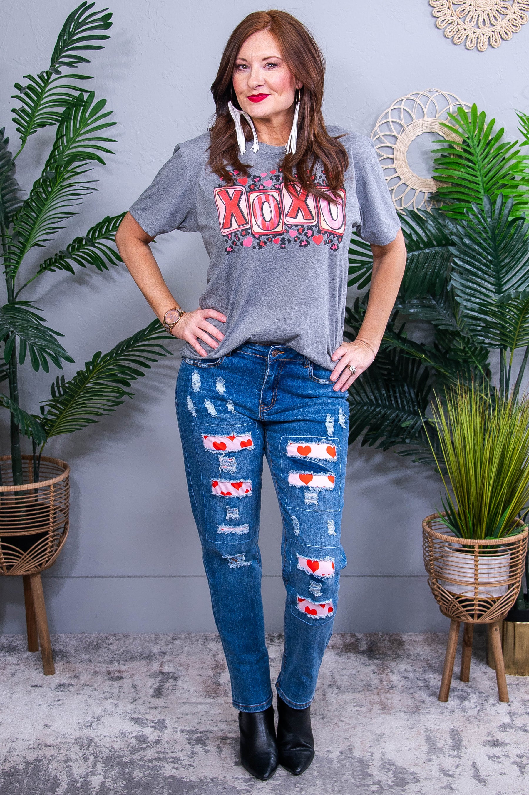 XOXO Premium Heather Gray Graphic Tee - A3895PHG