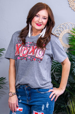 XOXO Premium Heather Gray Graphic Tee - A3895PHG