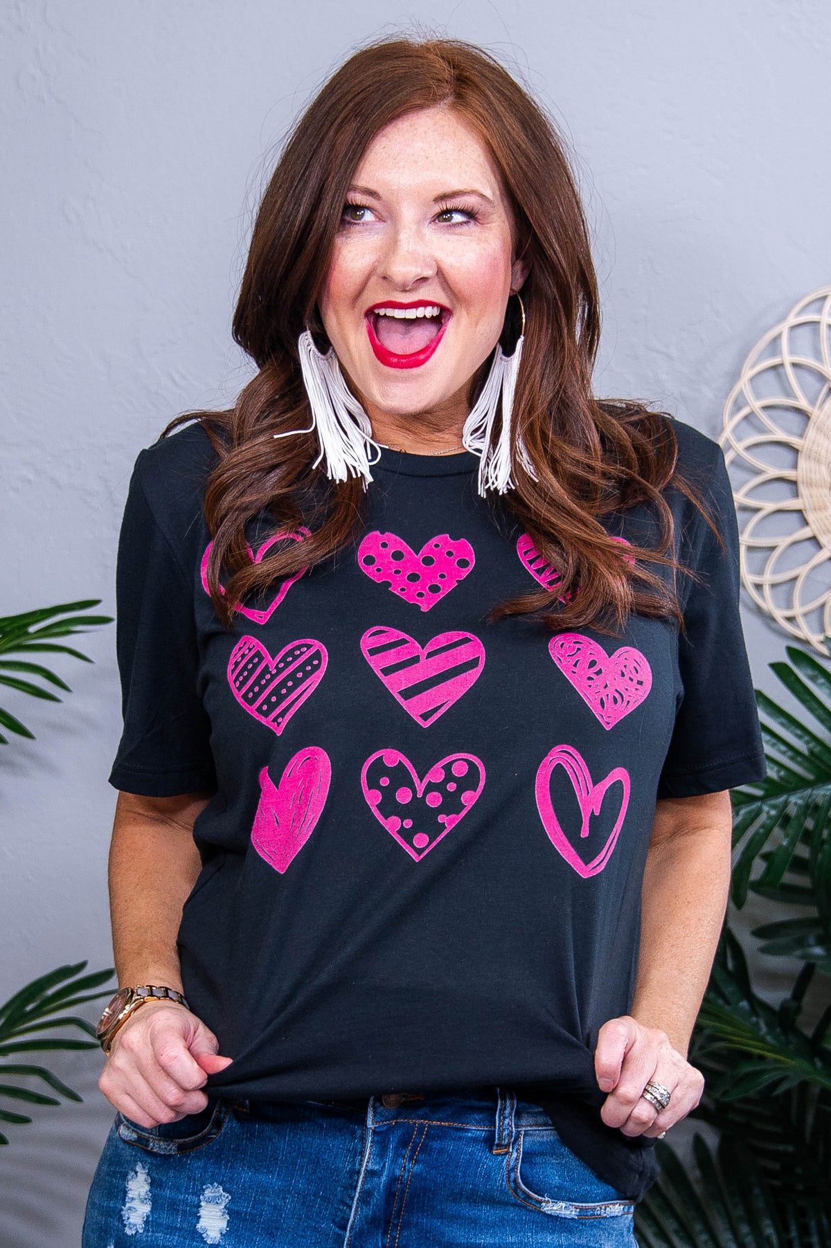 You Make My Heart Sing Vintage Black Heart Printed Graphic Tee - A3900VBK