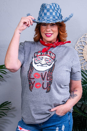 Willie Love You Premium Heather Gray Graphic Tee - A3902PHG