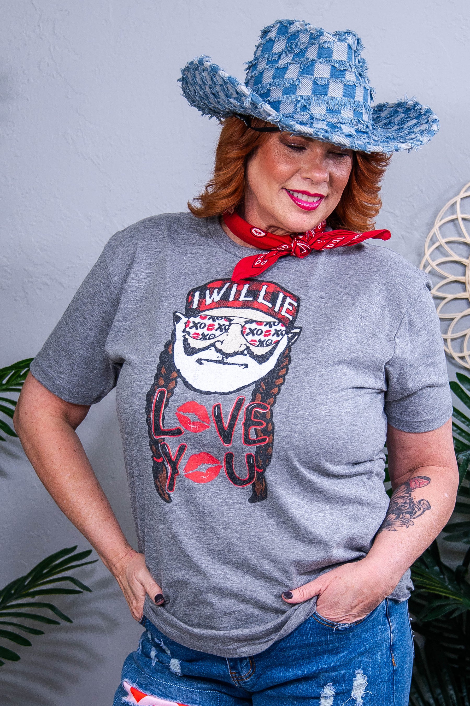 Willie Love You Premium Heather Gray Graphic Tee - A3902PHG