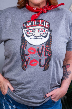 Willie Love You Premium Heather Gray Graphic Tee - A3902PHG