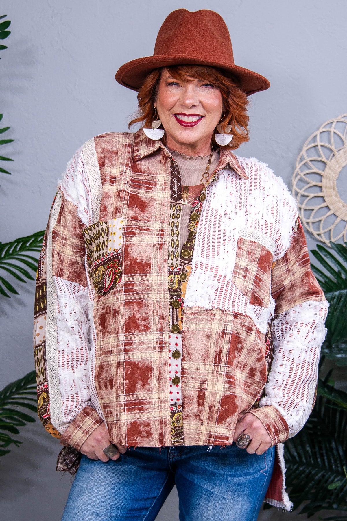Pretty In Plaid Plaid/Crocheted Jacket - O5768RD