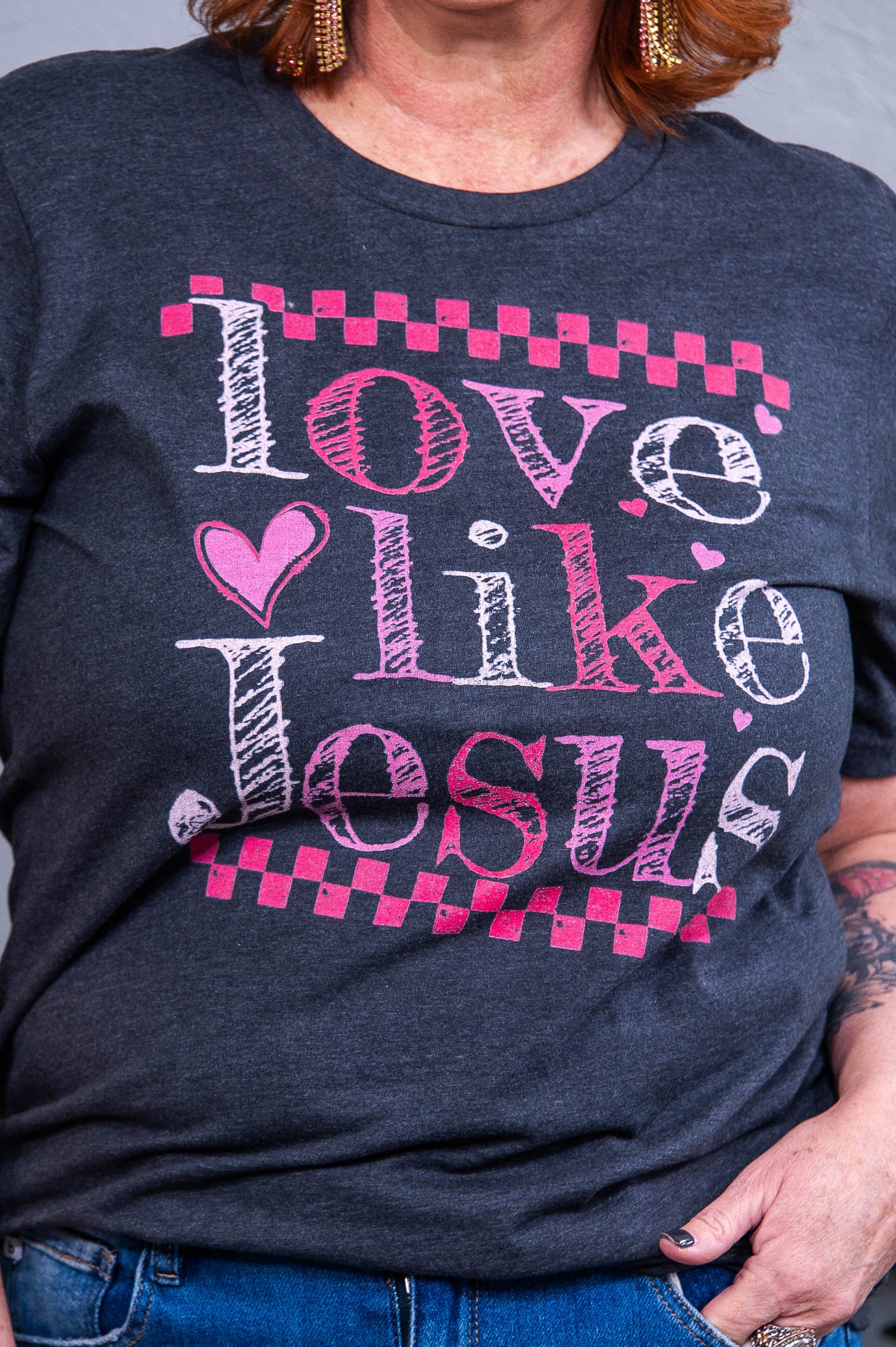 Love Like Jesus Dark Heather Gray Graphic Tee - A3903DHG