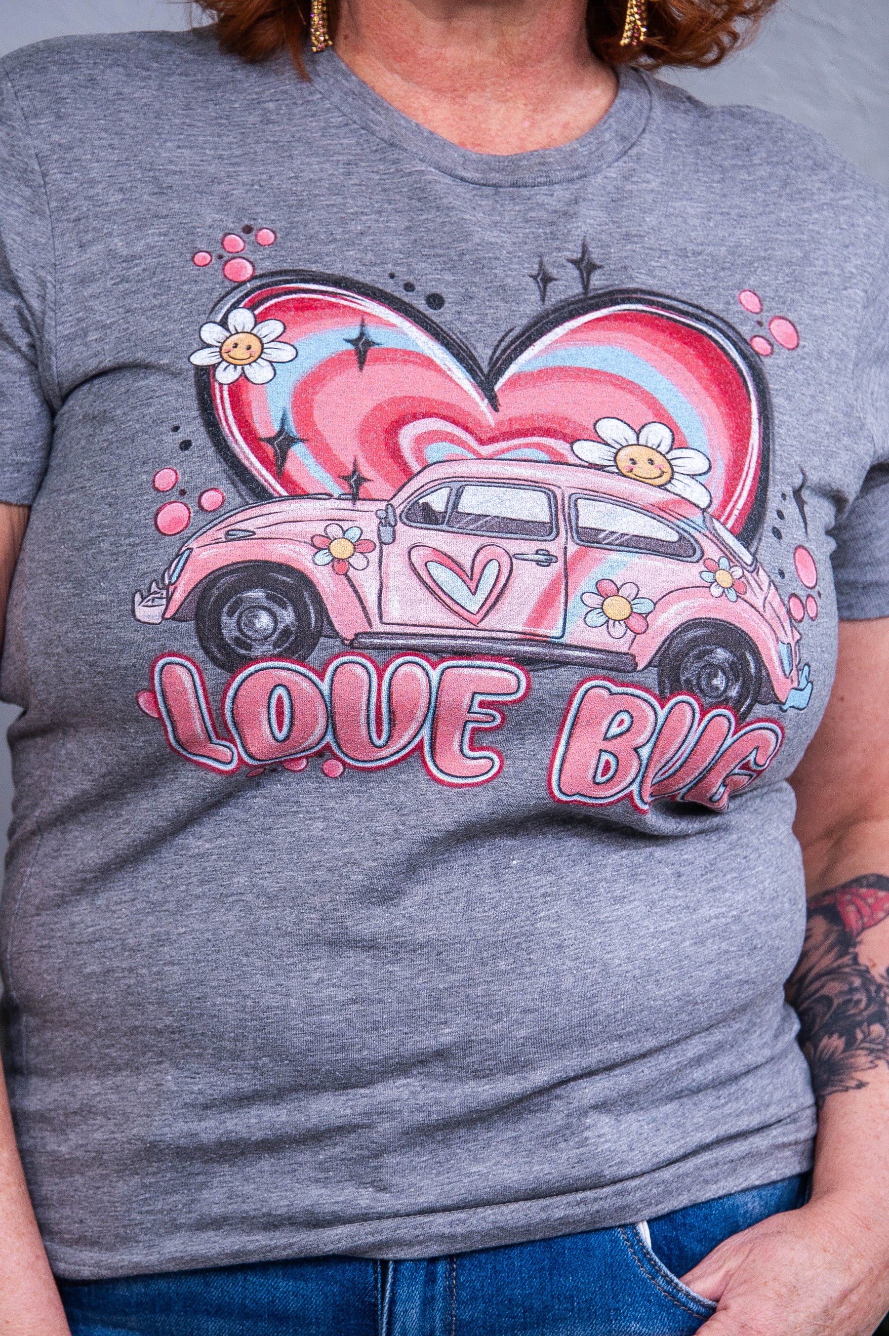 Love Bug Premium Heather Gray Graphic Tee - A3905PHG