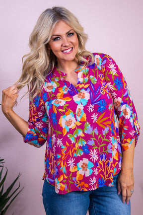 Frontier Fabulous Magenta/Multi Color Floral Top - T10196MG