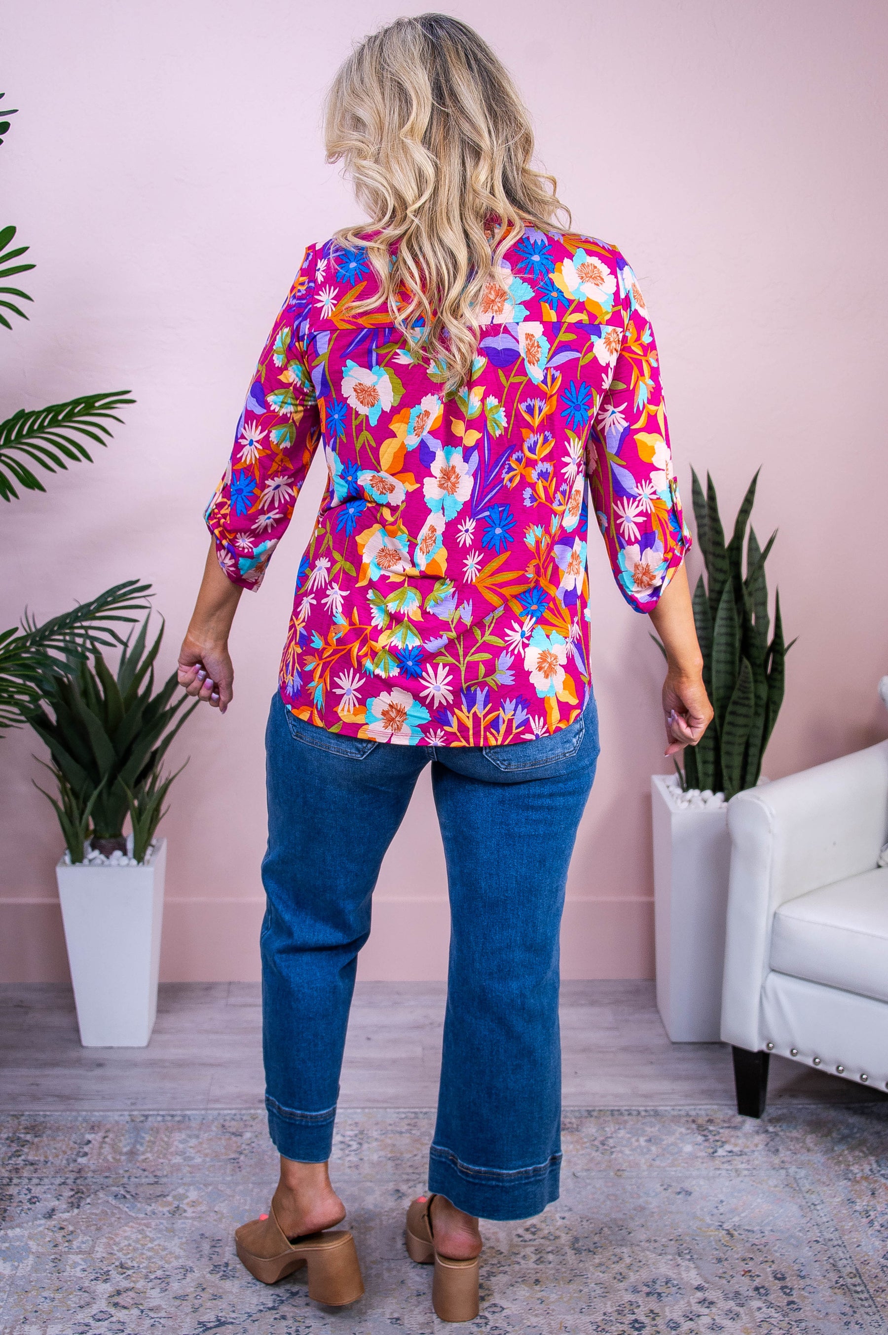 Frontier Fabulous Magenta/Multi Color Floral Top - T10196MG