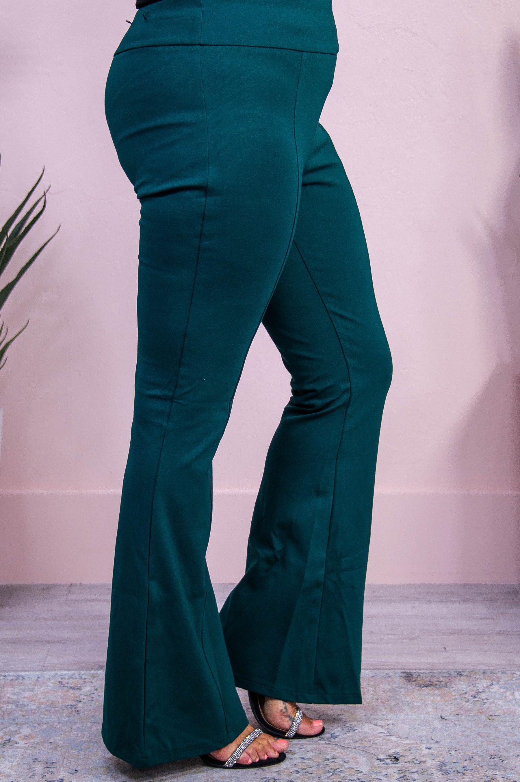 Angel Collection Hunter Green Solid Flare Pants - PNT1683HGN