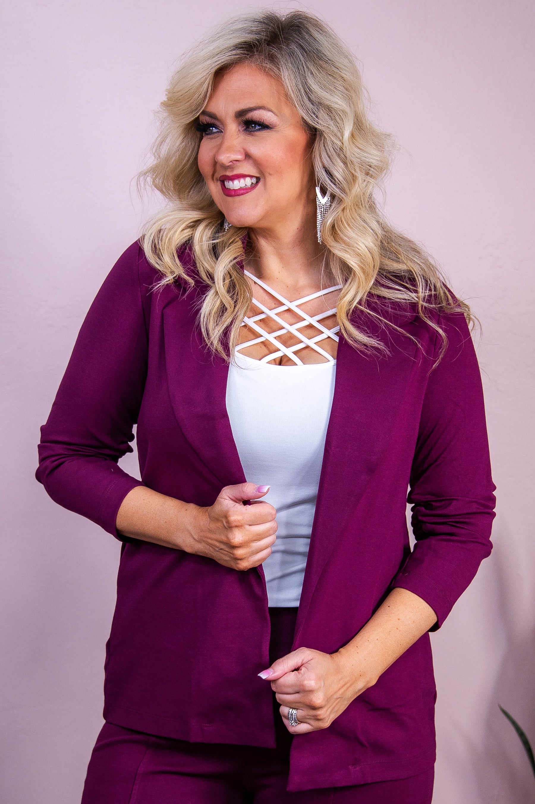 Angel Collection Wine Solid Blazer - O5519WN