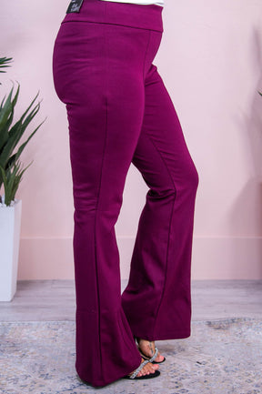 Angel Collection Wine Solid Flare Pants - PNT1680WN