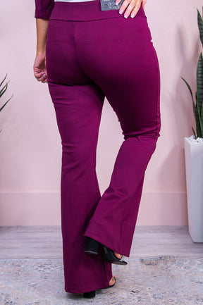 Angel Collection Wine Solid Flare Pants - PNT1680WN