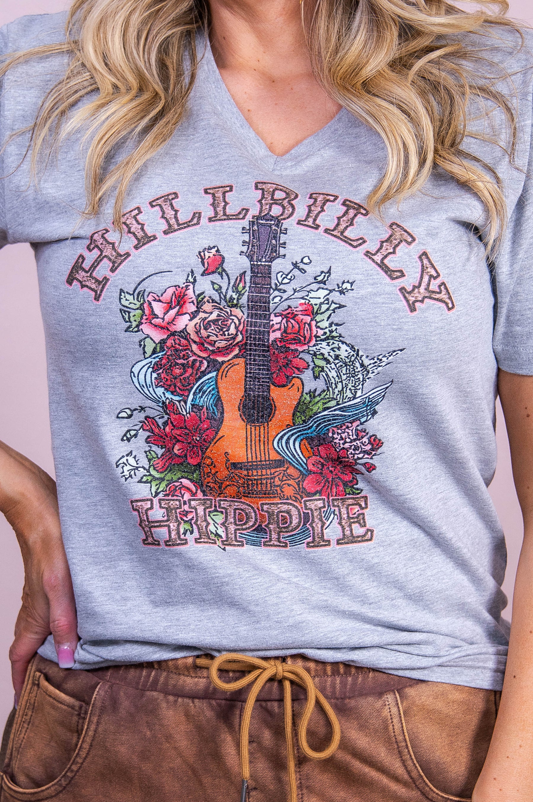 Hillbilly Hippie Heather Gray Graphic Tee - A3527HGR