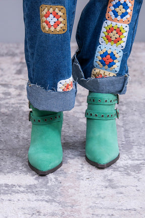 Elsa Leather Ankle Boot in Teal