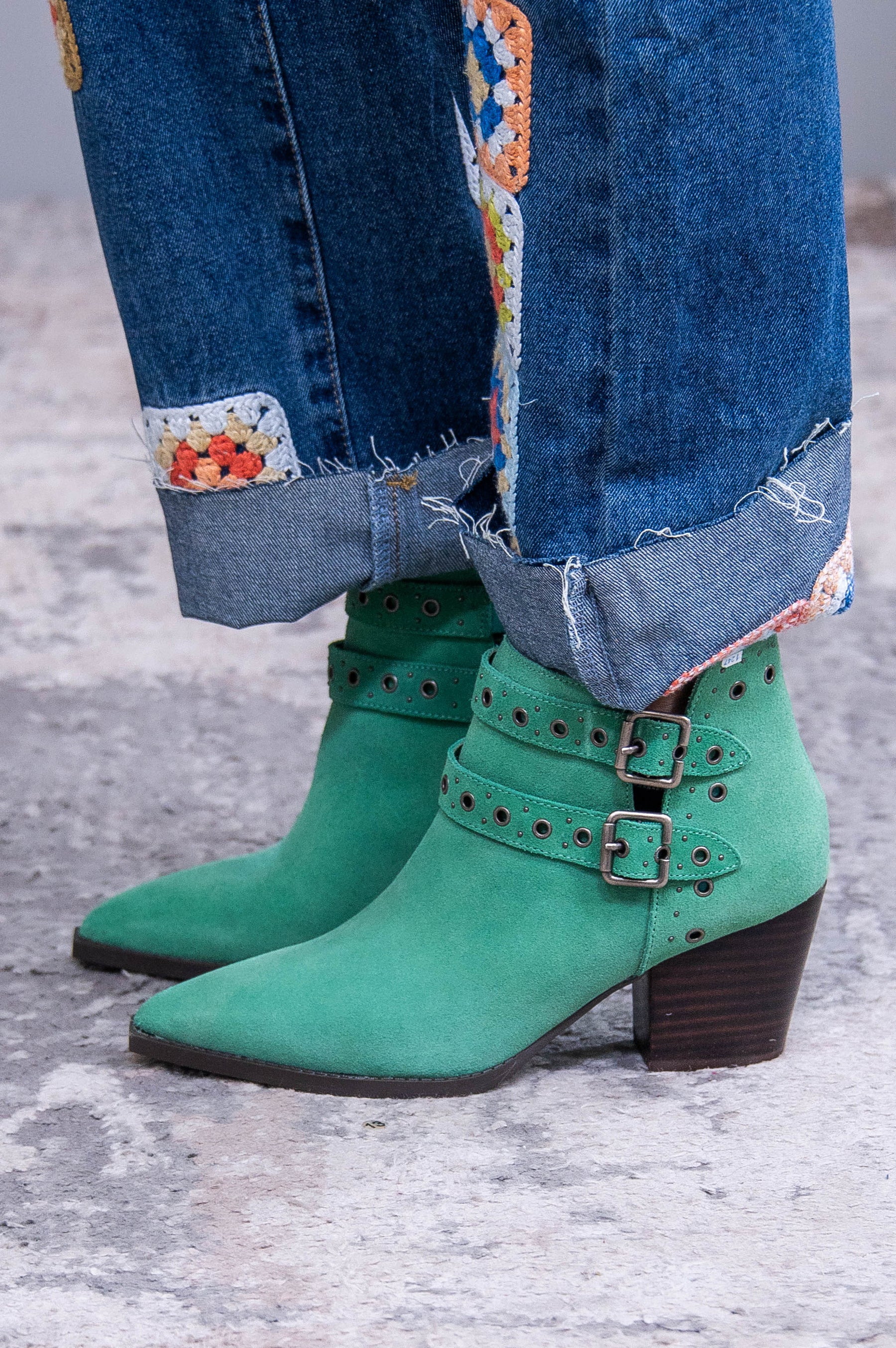 Elsa Leather Ankle Boot in Teal