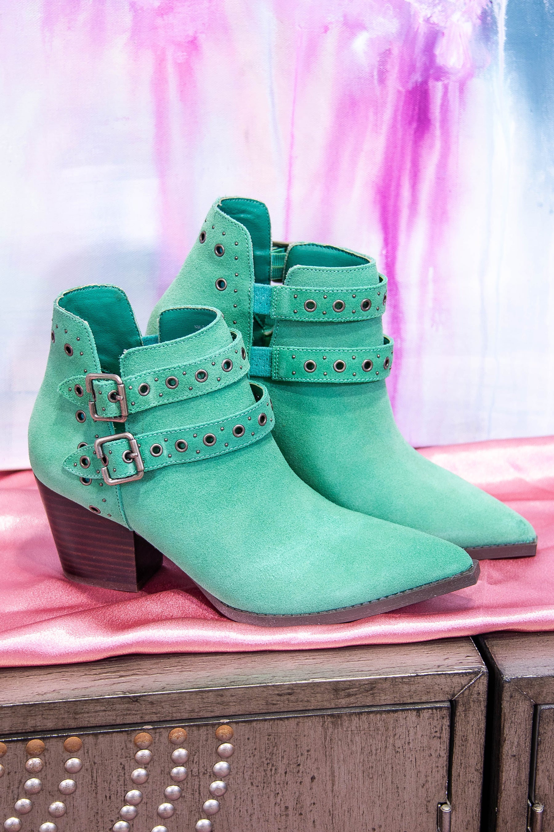 Elsa Leather Ankle Boot in Teal