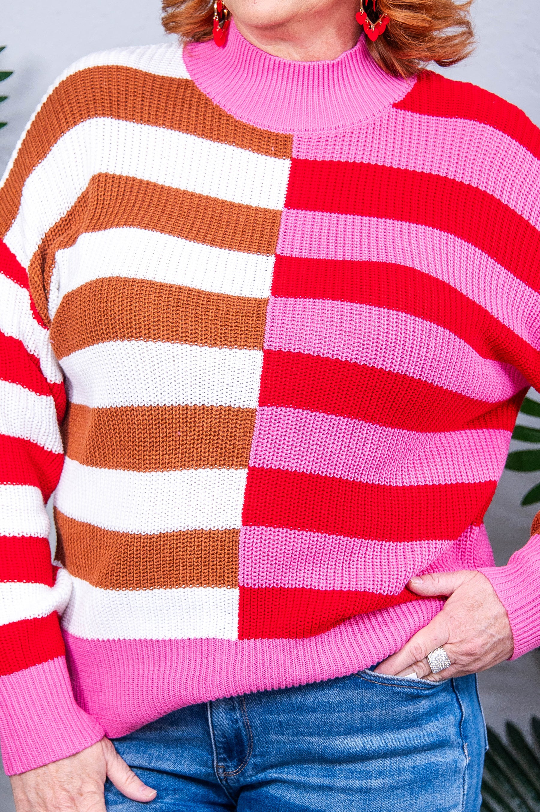 In Your Lane Color Blocked Stripe Sweater