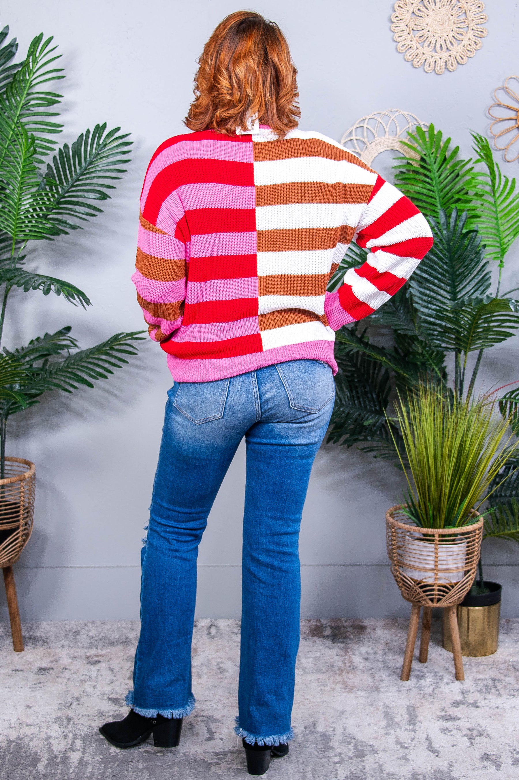 In Your Lane Color Blocked Stripe Sweater