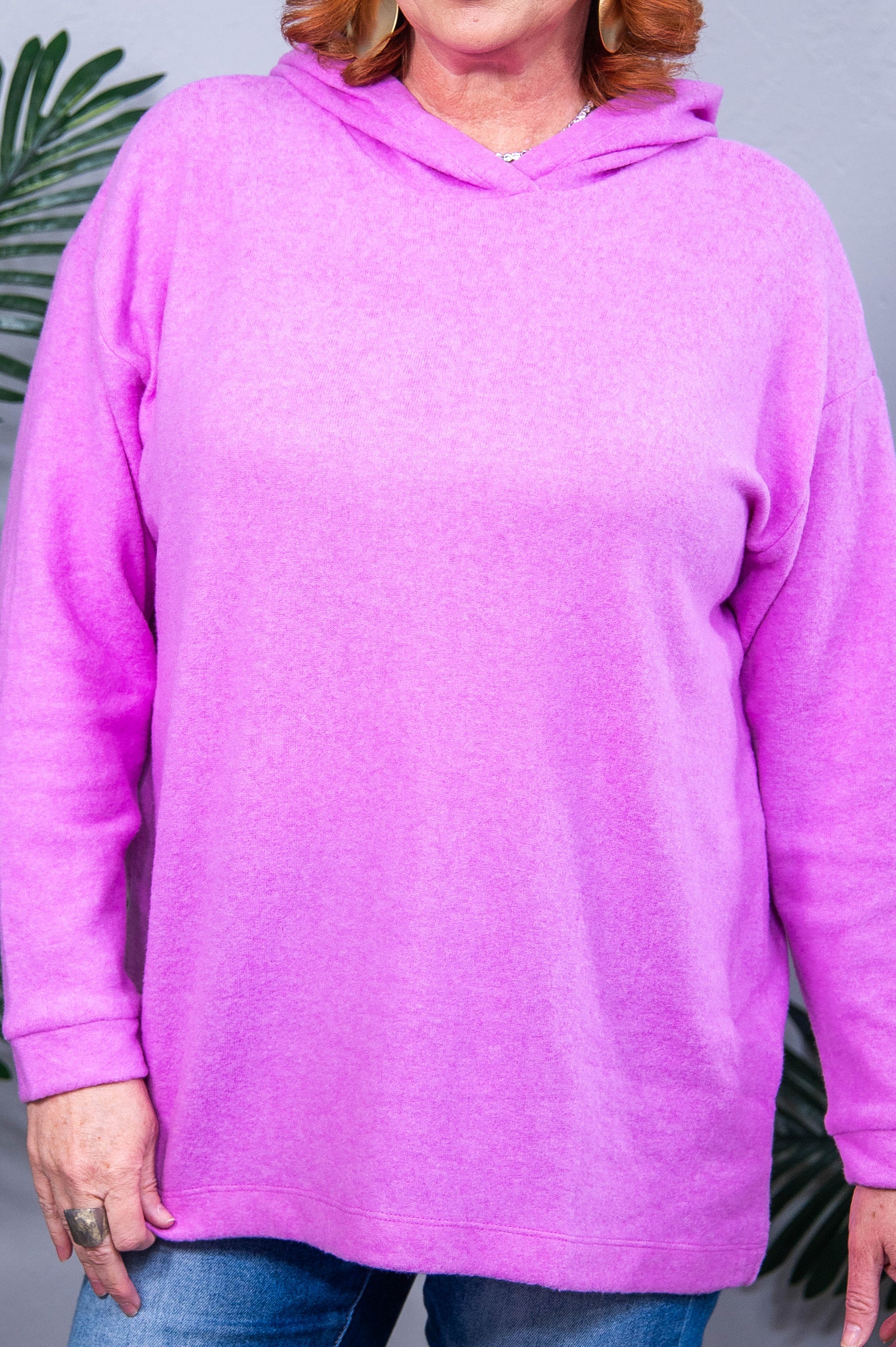 Basically My Favorite Hooded Pullover in Bright Mauve