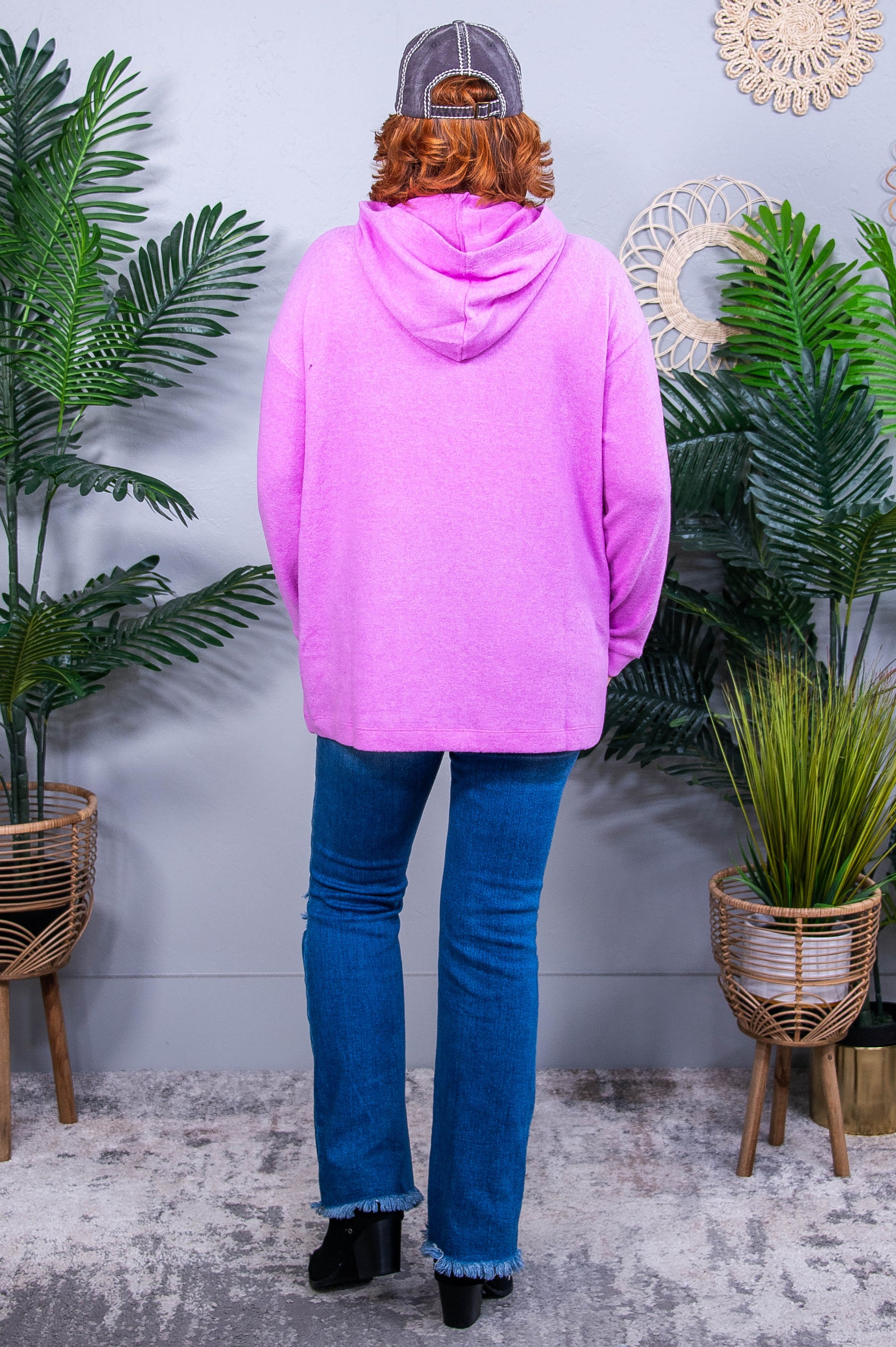 Basically My Favorite Hooded Pullover in Bright Mauve