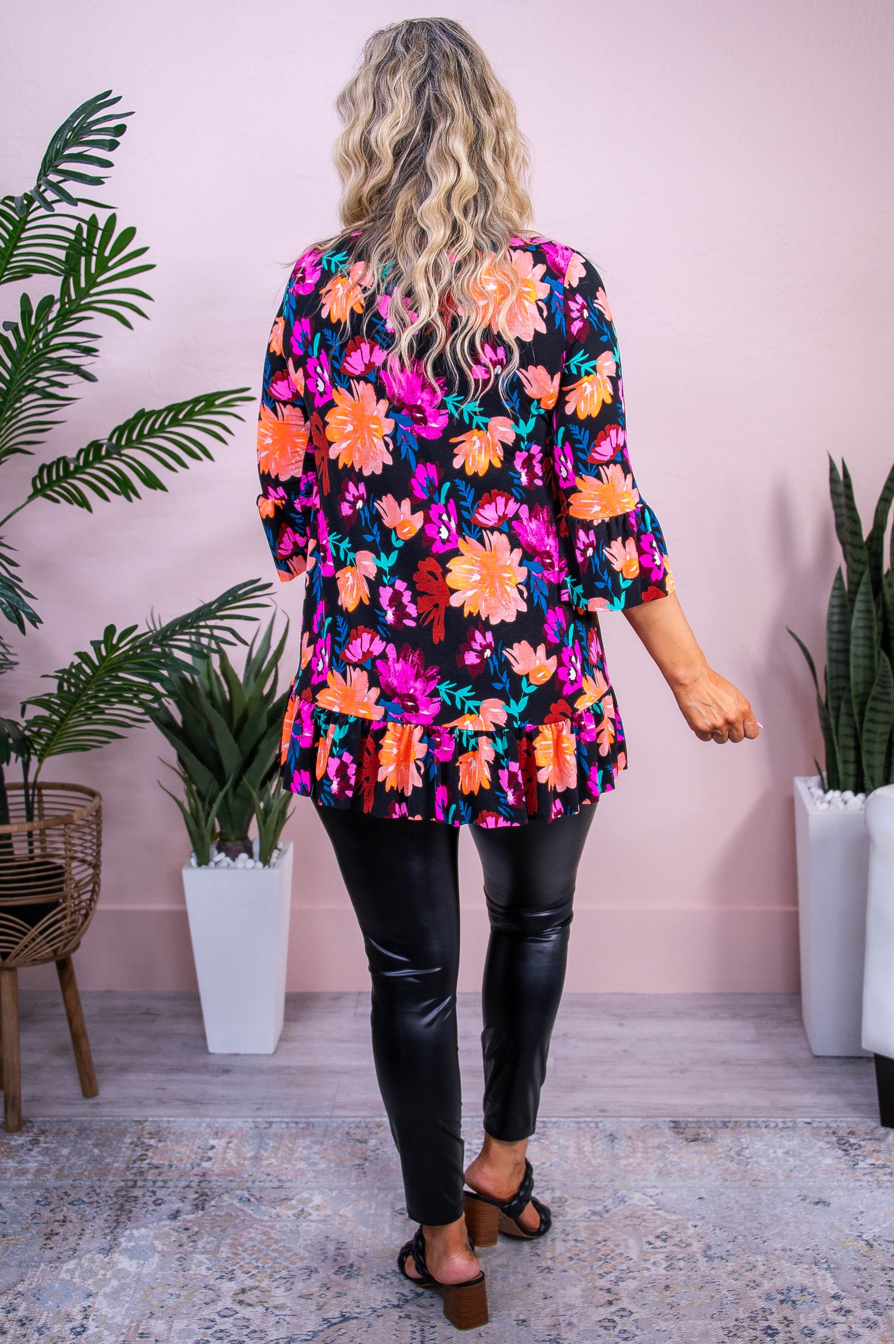 Instant Favorite Black/Multi Color Floral Top - T10241BK