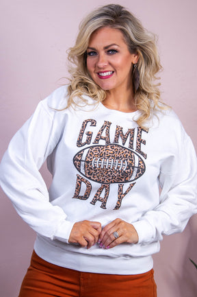 Game Day White Graphic Sweatshirt - A3532WH