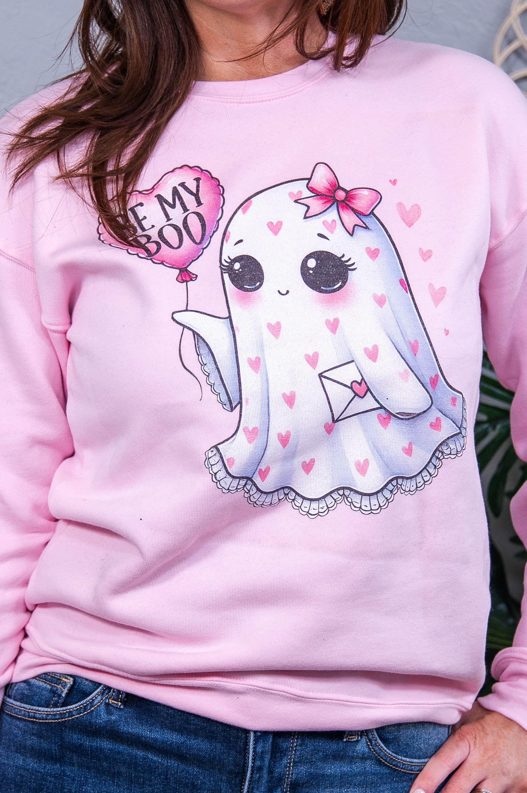 Be My Boo Pink Graphic Sweatshirt - A3920PK