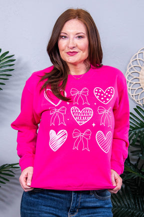 Can You Hear My Heart Beat Heliconia/Cyber Pink Graphic Sweatshirt - A3921HE