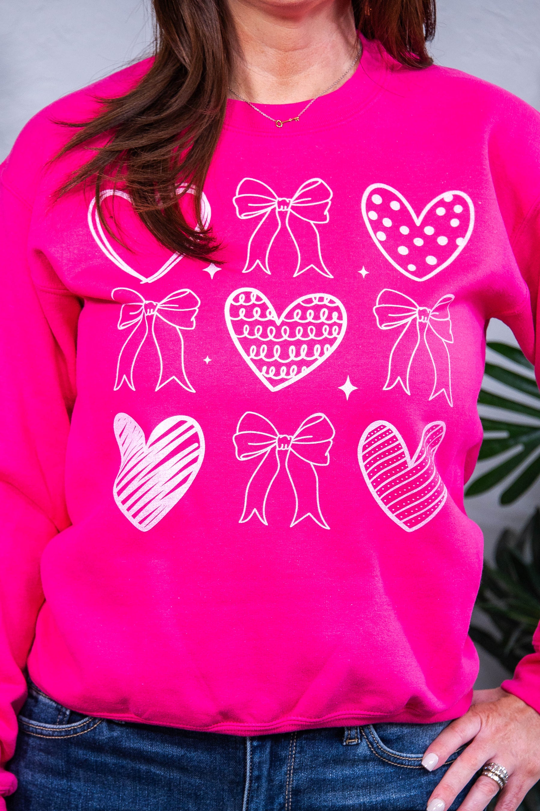 Can You Hear My Heart Beat Heliconia/Cyber Pink Graphic Sweatshirt - A3921HE