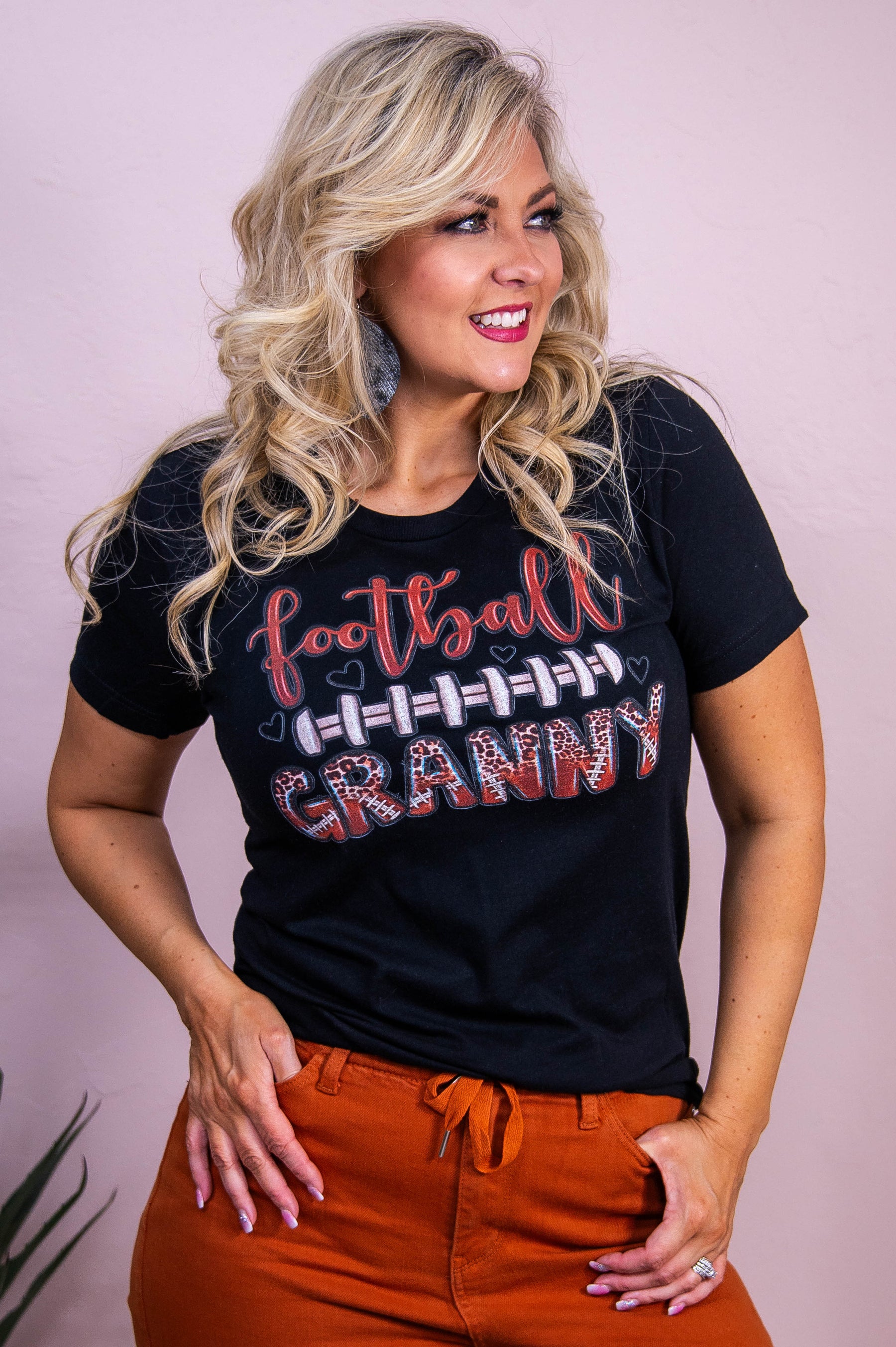 Football Granny Black Graphic Tee - A3538BK