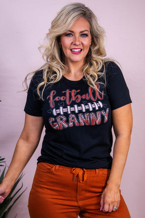 Football Granny Black Graphic Tee - A3538BK