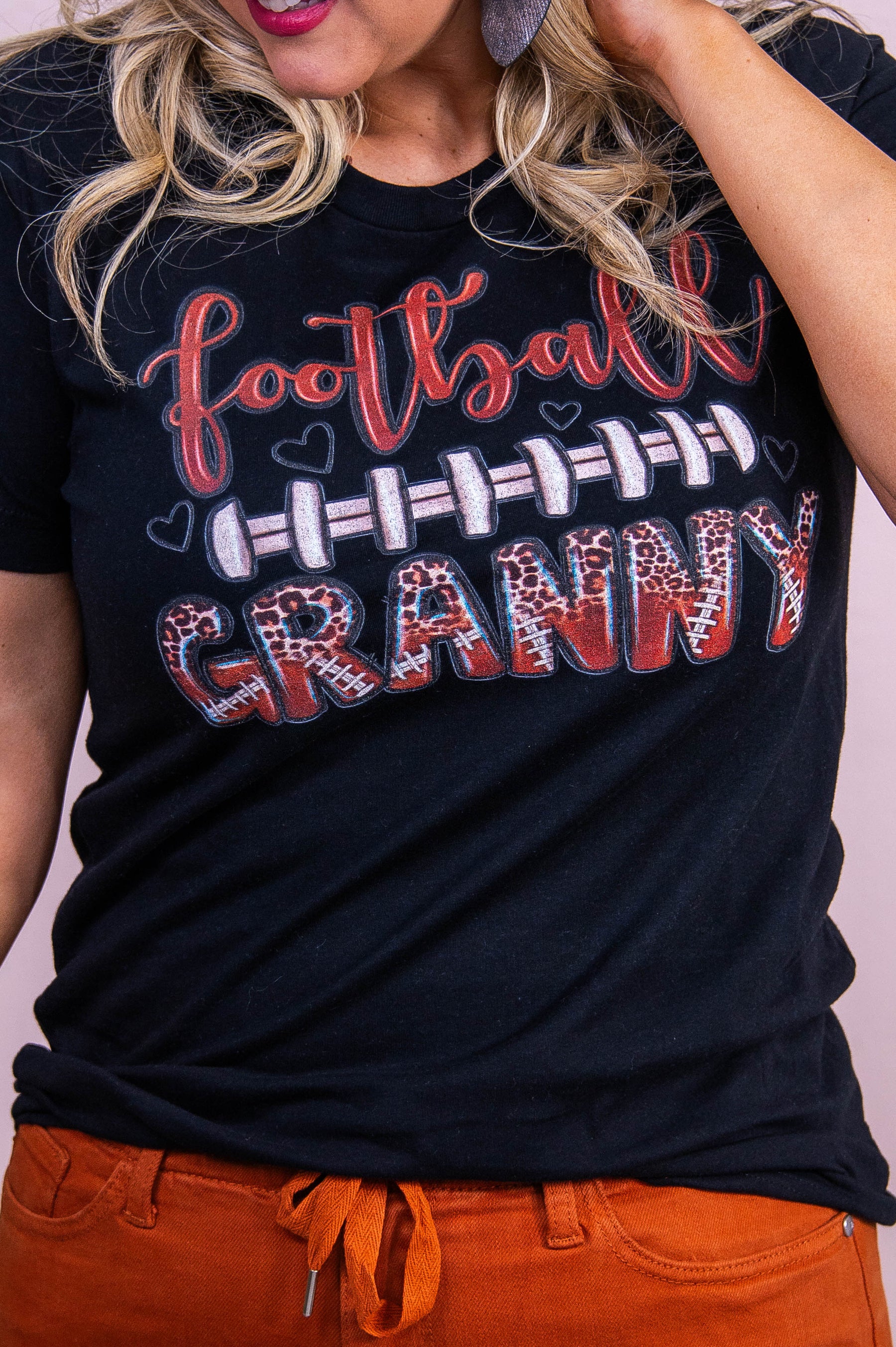 Football Granny Black Graphic Tee - A3538BK