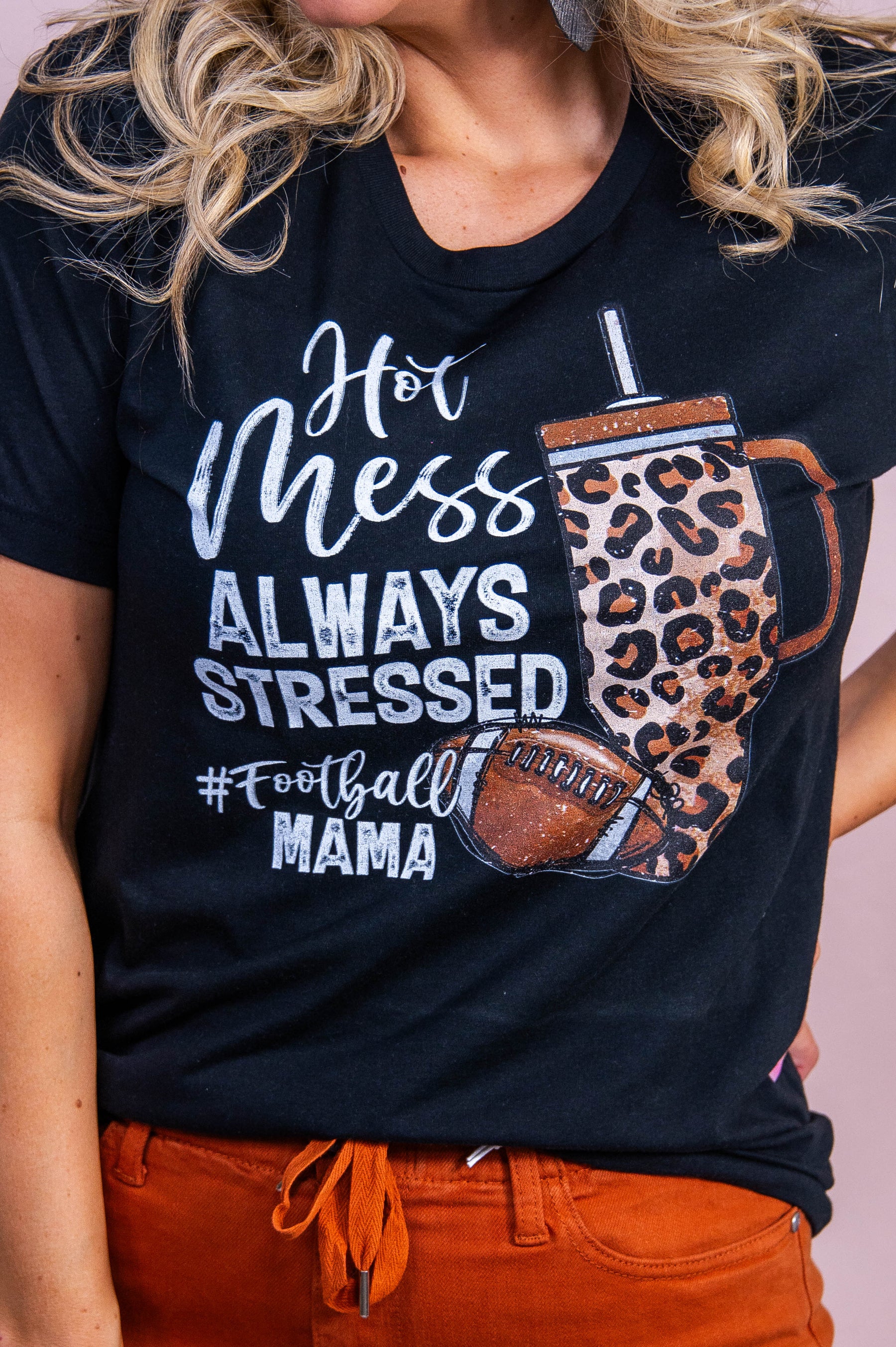 Hot Mess Always Stressed Vintage Black Graphic Tee - A3540VBK