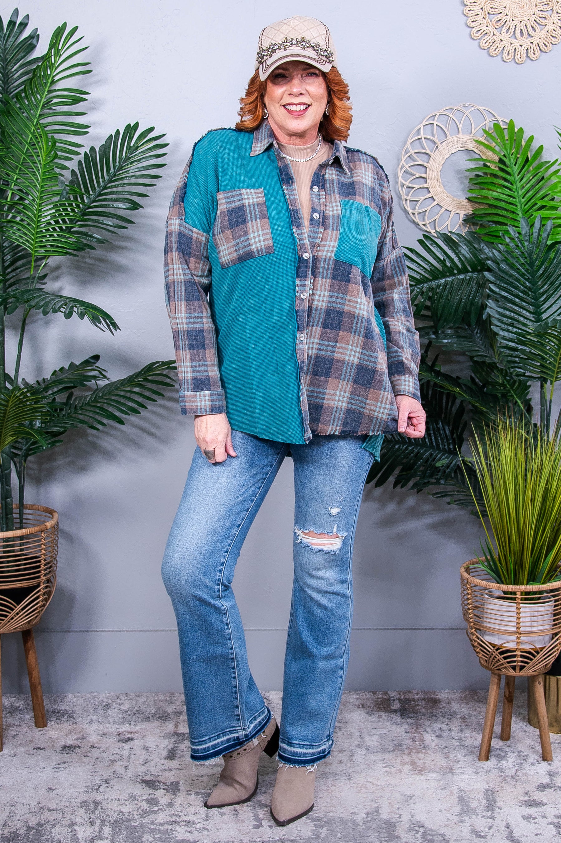 Tied for Time Thermal Plaid Button Up