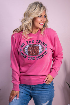 Do The Thing Win The Points Pigment Pink Graphic Sweatshirt - A3528PPK