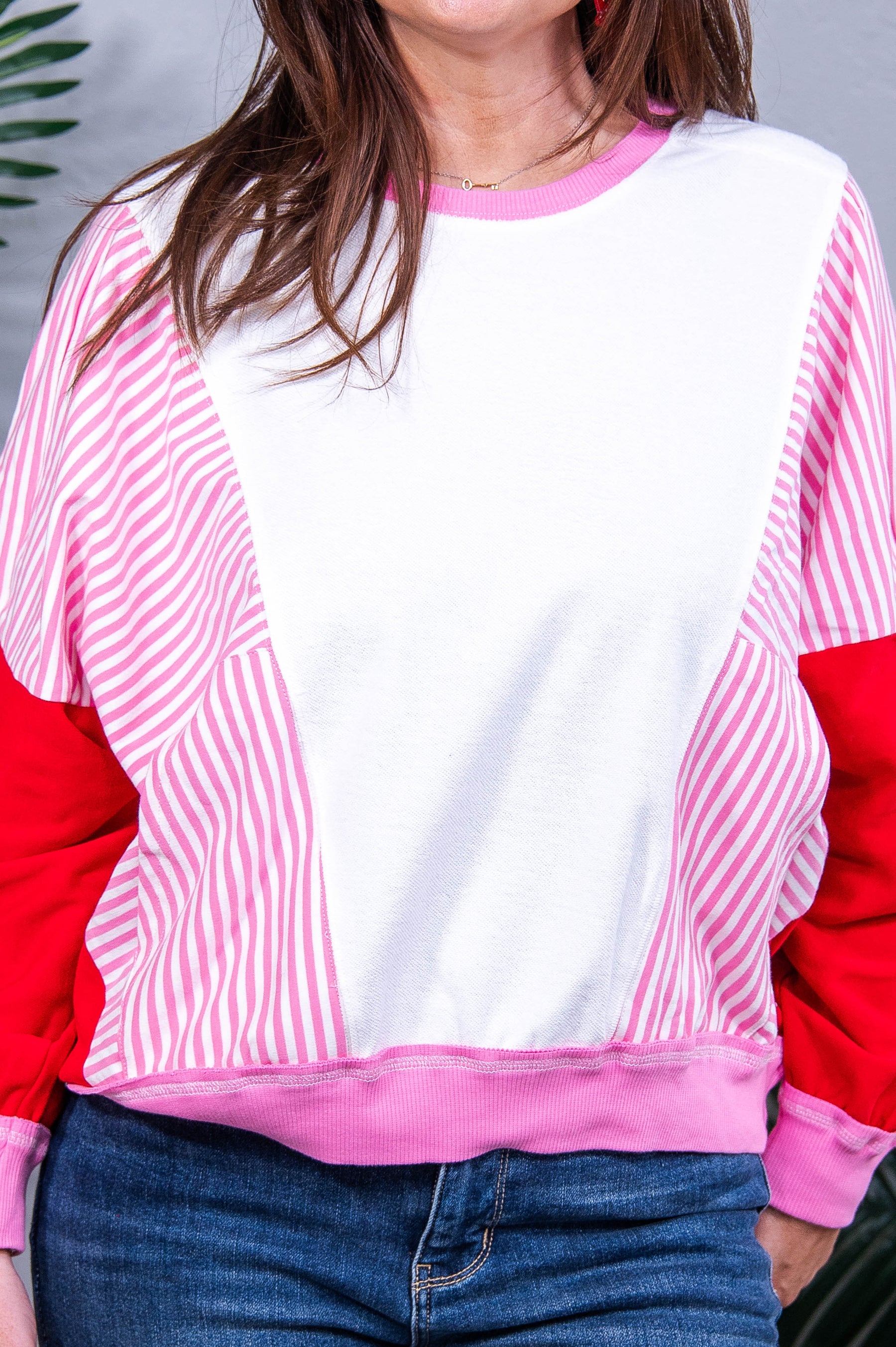 Stripes on My Sleeves Color Block Pullover