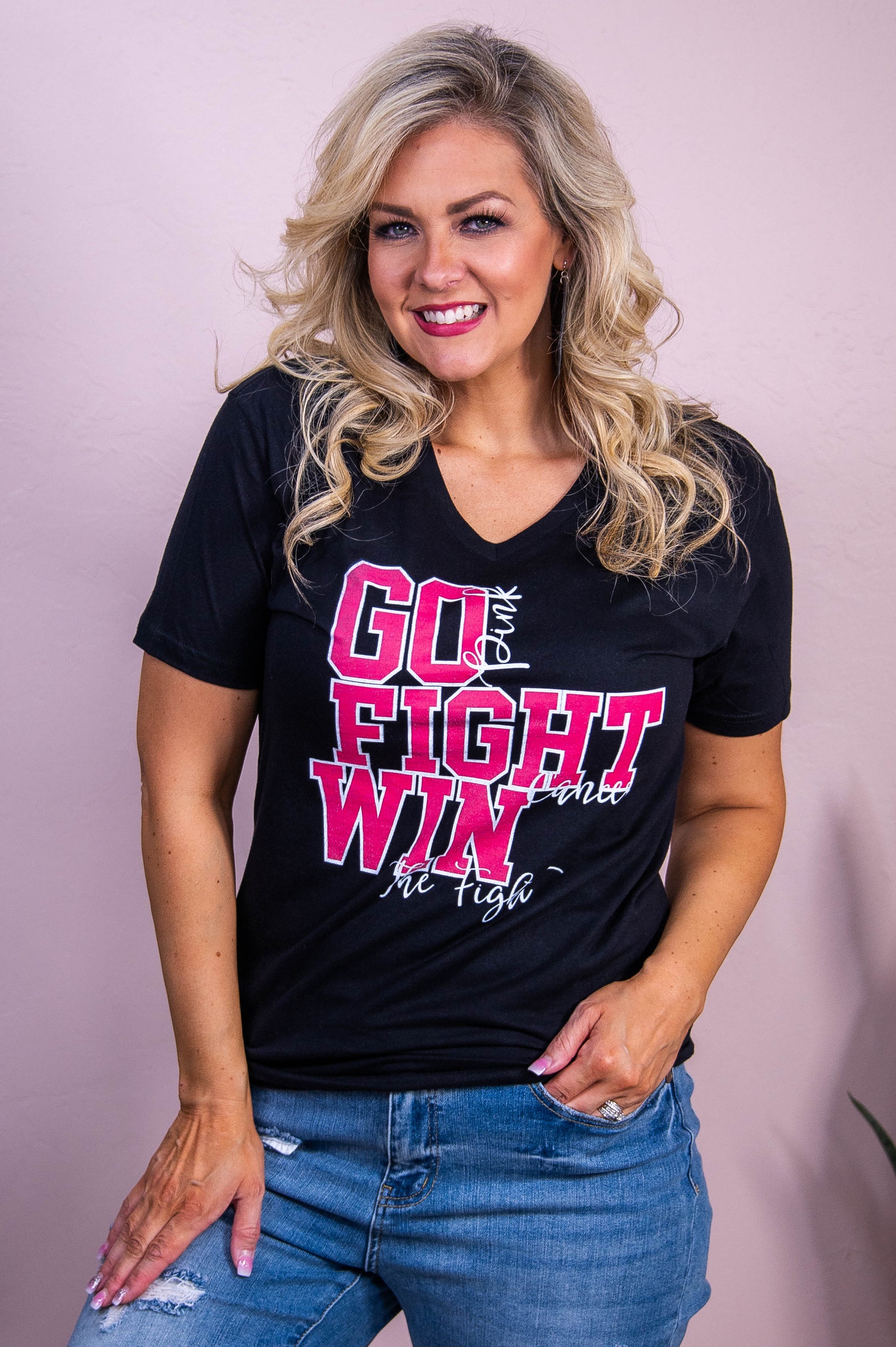 Go Fight Win Black Graphic Tee - A3539BK