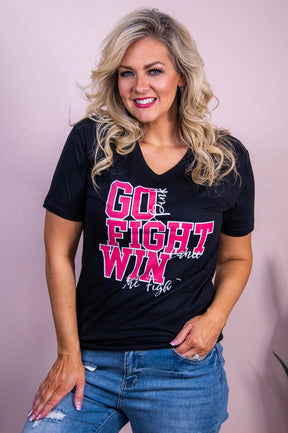 Go Fight Win Black Graphic Tee - A3539BK