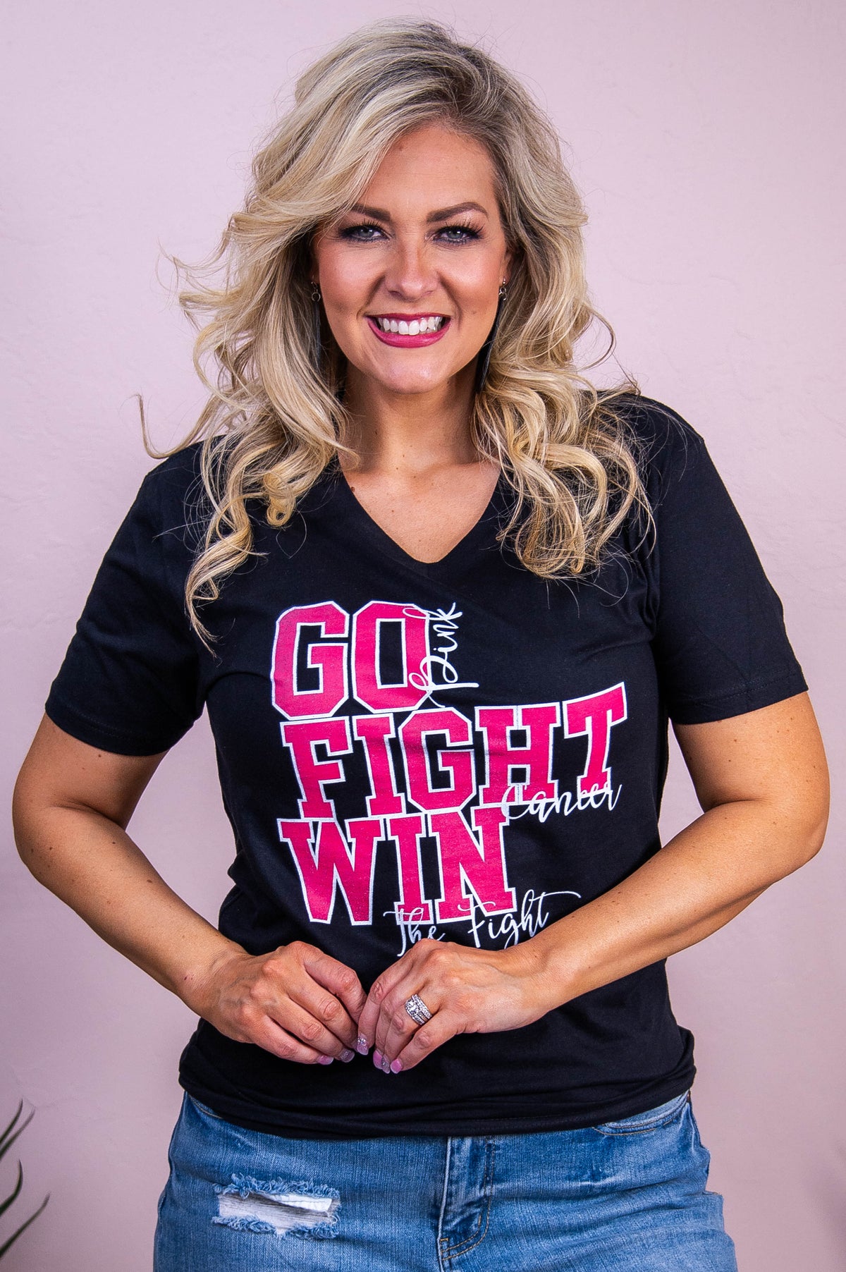 Go Fight Win Black Graphic Tee - A3539BK