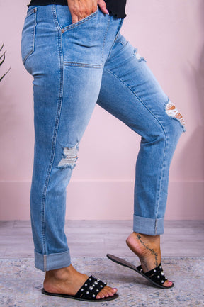 Phoenix Light Denim Distressed/Frayed Jeans - K1208LDN